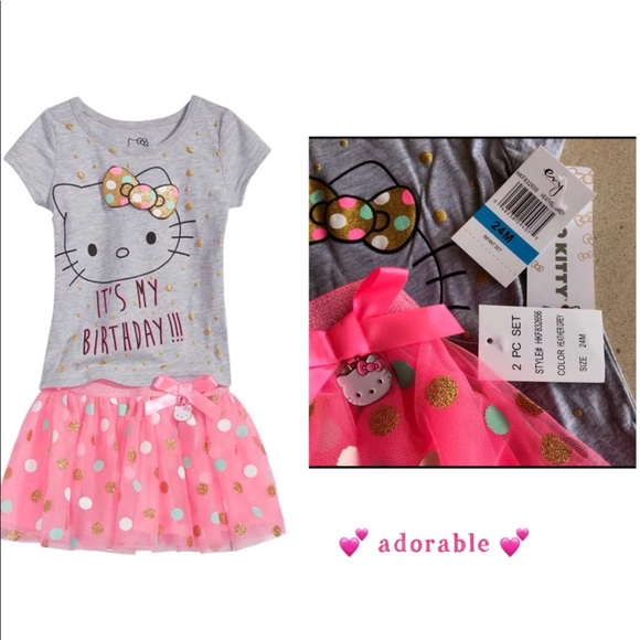 GRAPHIC SHIRT TOP /& TUTU SKIRT SET GIRLS SZ 5 6 6X NWT HELLO KITTY 2 PC